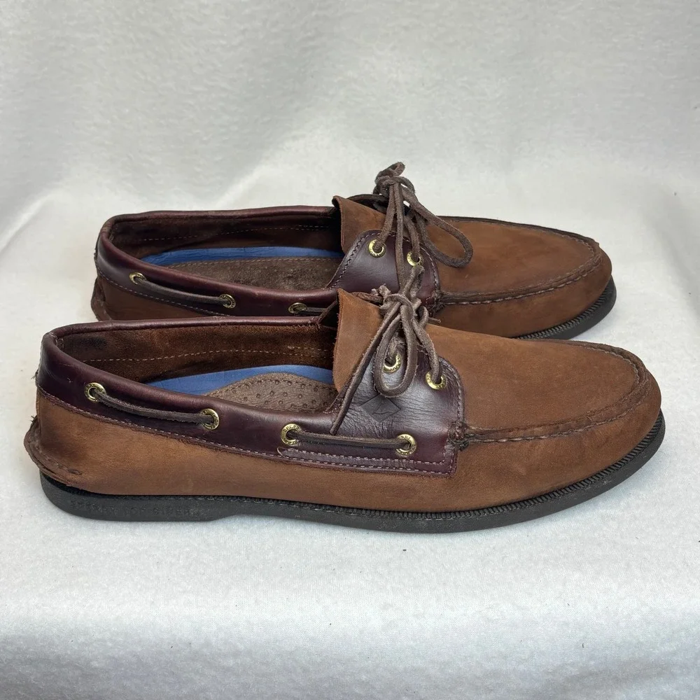 Sperry Top-Sider Boat Shoes Mens 13M Brown Leather Authentic Original Preppy